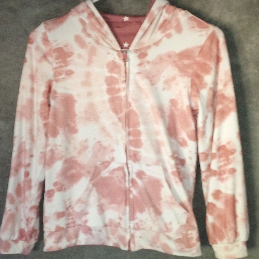 Girls reversible Emma and Elsa hooded, zip up sweater. Size 10/12.